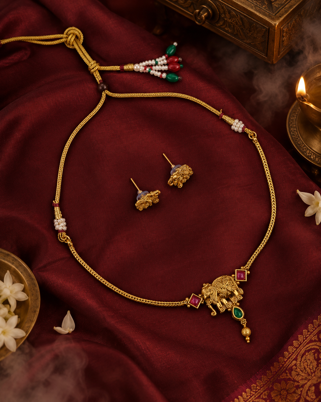 South Indian Style Elephant Necklace Set